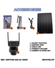 Double caméra pilotable solaire 4G UHD 2K waterproof Zoom X20 autotracking IR détection de mouvement 128 Go