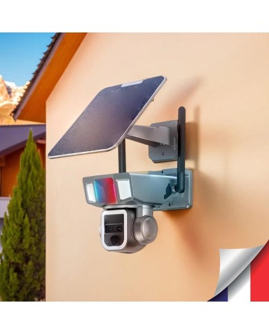 Double caméra pilotable solaire Wifi UHD 2K waterproof Zoom X20 autotracking IR détection de mouvement microSD 128 Go Double caméra pilotable solaire Wifi UHD 2K waterproof Zoom X20 autotracking IR détection de mouvement microSD 128 Go