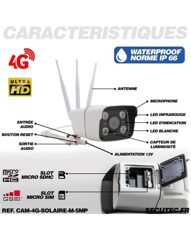 Kit vidéosurveillance 24h sur 24h caméra 4G 5 Mpx solaire autonome waterproof 128 Go Kit vidéosurveillance 24h sur 24h caméra 4G 5 Mpx solaire autonome waterproof 128 Go