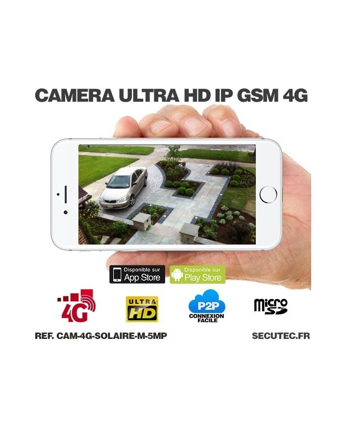 Kit vidéosurveillance 24h sur 24h caméra 4G 5 Mpx solaire autonome waterproof 128 Go