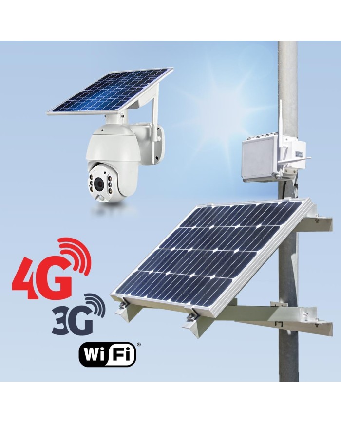 Kit vidéosurveillance 3G 4G autonome solaire avec une caméra pilotable solaire WiFi HD 1080P 64 Go