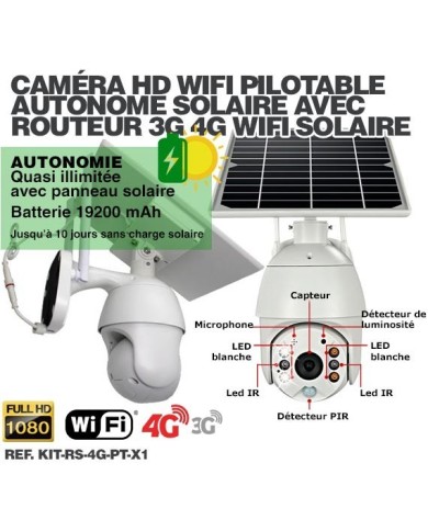 Kit vidéosurveillance 3G 4G autonome solaire avec une caméra pilotable solaire WiFi HD 1080P 64 Go Kit vidéosurveillance 3G 4G autonome solaire avec une caméra pilotable solaire WiFi HD 1080P 64 Go