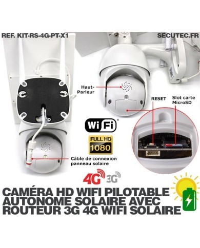 Kit vidéosurveillance 3G 4G autonome solaire avec une caméra pilotable solaire WiFi HD 1080P 64 Go Kit vidéosurveillance 3G 4G autonome solaire avec une caméra pilotable solaire WiFi HD 1080P 64 Go