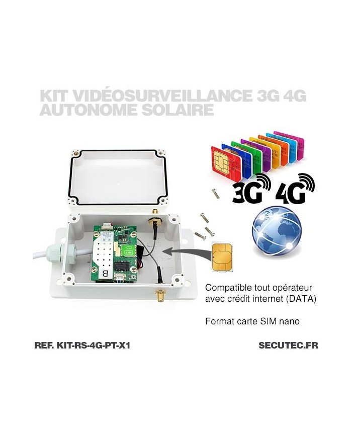 Kit vidéosurveillance 3G 4G autonome solaire avec une caméra pilotable solaire WiFi HD 1080P 64 Go