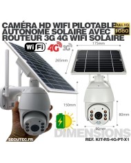 Kit vidéosurveillance 3G 4G autonome solaire avec une caméra pilotable solaire WiFi HD 1080P 64 Go