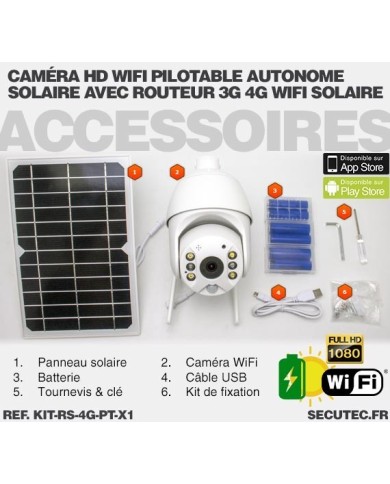 Kit vidéosurveillance 3G 4G autonome solaire avec une caméra pilotable solaire WiFi HD 1080P 64 Go Kit vidéosurveillance 3G 4G autonome solaire avec une caméra pilotable solaire WiFi HD 1080P 64 Go