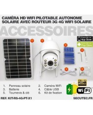 Kit vidéosurveillance 3G 4G autonome solaire avec une caméra pilotable solaire WiFi HD 1080P 64 Go