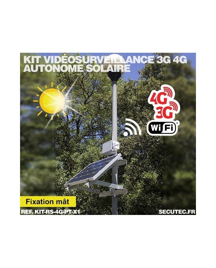 Kit vidéosurveillance 3G 4G autonome solaire avec une caméra pilotable solaire WiFi HD 1080P 64 Go