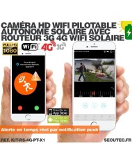 Kit vidéosurveillance 3G 4G autonome solaire avec une caméra pilotable solaire WiFi HD 1080P 64 Go