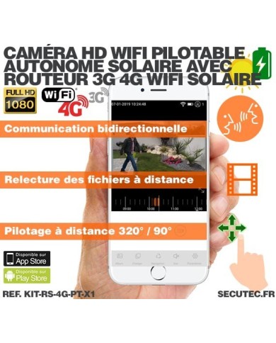 Kit vidéosurveillance 3G 4G autonome solaire avec une caméra pilotable solaire WiFi HD 1080P 64 Go Kit vidéosurveillance 3G 4G autonome solaire avec une caméra pilotable solaire WiFi HD 1080P 64 Go