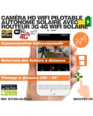 Kit vidéosurveillance 3G 4G autonome solaire avec une caméra pilotable solaire WiFi HD 1080P 64 Go
