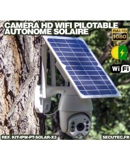 Kit 3 caméras pilotables solaires IP Wifi HD 1080P waterproof Infrarouges accès à distance via iPhone Android 64 Go inclus