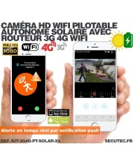 Kit 4 caméras pilotables solaires Wifi HD 1080P waterproof Infrarouges 64 Go inclus avec routeur GSM 3G 4G WiFi