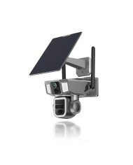 Triple caméra pilotable solaire 4G Ultra HD 2K waterproof Zoom X10 autotracking IR détection de mouvement avec alarme et sirène