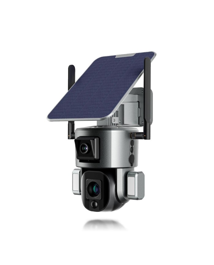 Double caméra pilotable solaire Wifi Ultra HD 4K Zoom X20 IR détection de mouvement