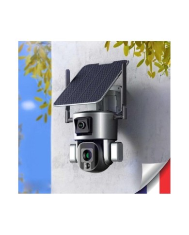 Double caméra pilotable solaire Wifi Ultra HD 4K waterproof Zoom X20 autotracking IR détection de mouvement avec alarme et sirèn Double caméra pilotable solaire Wifi Ultra HD 4K waterproof Zoom X20 autotracking IR détection de mouvement avec alarme et sirèn