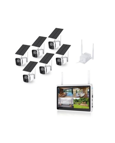 Kit vidéosurveillance 6 caméras solaires UHD 2K Wifi un écran LCD 10,1 récepteur enregistreur microSD 128 Go routeur 3G 4G WiFi Kit vidéosurveillance 6 caméras solaires UHD 2K Wifi un écran LCD 10,1 récepteur enregistreur microSD 128 Go routeur 3G 4G WiFi