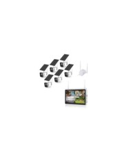 Kit vidéosurveillance 6 caméras solaires UHD 2K Wifi un écran LCD 10,1 récepteur enregistreur microSD 128 Go routeur 3G 4G WiFi