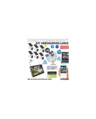 Kit vidéosurveillance 6 caméras solaires UHD 2K Wifi un écran LCD 10,1 récepteur enregistreur microSD 128 Go routeur 3G 4G WiFi