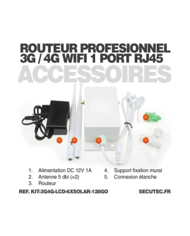 Kit vidéosurveillance 6 caméras solaires UHD 2K Wifi un écran LCD 10,1 récepteur enregistreur microSD 128 Go routeur 3G 4G WiFi Kit vidéosurveillance 6 caméras solaires UHD 2K Wifi un écran LCD 10,1 récepteur enregistreur microSD 128 Go routeur 3G 4G WiFi