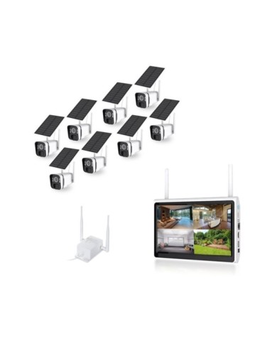 Kit vidéosurveillance 8 caméras solaires UHD 2K Wifi un écran LCD 10,1 récepteur enregistreur microSD 128 Go routeur 3G 4G WiFi Kit vidéosurveillance 8 caméras solaires UHD 2K Wifi un écran LCD 10,1 récepteur enregistreur microSD 128 Go routeur 3G 4G WiFi
