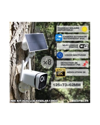Kit vidéosurveillance 8 caméras solaires UHD 2K Wifi un écran LCD 10,1 récepteur enregistreur microSD 128 Go routeur 3G 4G WiFi Kit vidéosurveillance 8 caméras solaires UHD 2K Wifi un écran LCD 10,1 récepteur enregistreur microSD 128 Go routeur 3G 4G WiFi