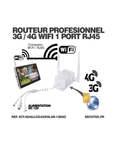 Kit vidéosurveillance 8 caméras solaires UHD 2K Wifi un écran LCD 10,1 récepteur enregistreur microSD 128 Go routeur 3G 4G WiFi Kit vidéosurveillance 8 caméras solaires UHD 2K Wifi un écran LCD 10,1 récepteur enregistreur microSD 128 Go routeur 3G 4G WiFi