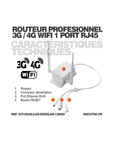 Kit vidéosurveillance 8 caméras solaires UHD 2K Wifi un écran LCD 10,1 récepteur enregistreur microSD 128 Go routeur 3G 4G WiFi Kit vidéosurveillance 8 caméras solaires UHD 2K Wifi un écran LCD 10,1 récepteur enregistreur microSD 128 Go routeur 3G 4G WiFi