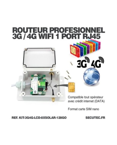 Kit vidéosurveillance 8 caméras solaires UHD 2K Wifi un écran LCD 10,1 récepteur enregistreur microSD 128 Go routeur 3G 4G WiFi Kit vidéosurveillance 8 caméras solaires UHD 2K Wifi un écran LCD 10,1 récepteur enregistreur microSD 128 Go routeur 3G 4G WiFi