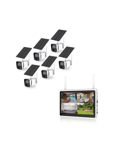 Kit vidéosurveillance 6 caméras solaires UHD 2K Wifi un écran LCD 10.1 récepteur enregistreur microSD 128 Go Kit vidéosurveillance 6 caméras solaires UHD 2K Wifi un écran LCD 10.1 récepteur enregistreur microSD 128 Go