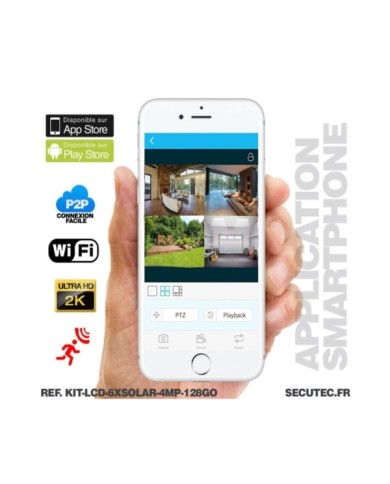 Kit vidéosurveillance 6 caméras solaires UHD 2K Wifi un écran LCD 10.1 récepteur enregistreur microSD 128 Go Kit vidéosurveillance 6 caméras solaires UHD 2K Wifi un écran LCD 10.1 récepteur enregistreur microSD 128 Go
