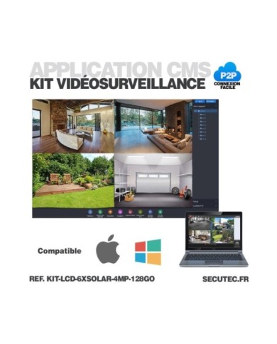 Kit vidéosurveillance 6 caméras solaires UHD 2K Wifi un écran LCD 10.1 récepteur enregistreur microSD 128 Go Kit vidéosurveillance 6 caméras solaires UHD 2K Wifi un écran LCD 10.1 récepteur enregistreur microSD 128 Go