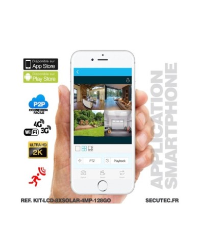 Kit vidéosurveillance 8 caméras solaires UHD 2K Wifi un écran LCD 10.1 récepteur enregistreur microSD 128 Go Kit vidéosurveillance 8 caméras solaires UHD 2K Wifi un écran LCD 10.1 récepteur enregistreur microSD 128 Go