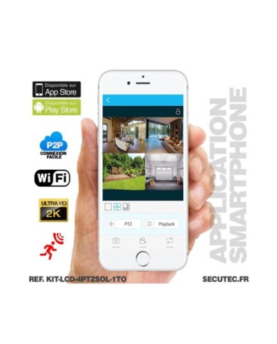 Kit vidéosurveillance WiFi 4 caméra solaire pilotable PIR Ultra HD avec écran LCD 10.1 récepteur enregistreur 1To Kit vidéosurveillance WiFi 4 caméra solaire pilotable PIR Ultra HD avec écran LCD 10.1 récepteur enregistreur 1To