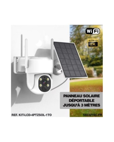Kit vidéosurveillance WiFi 4 caméra solaire pilotable PIR Ultra HD avec écran LCD 10.1 récepteur enregistreur 1To Kit vidéosurveillance WiFi 4 caméra solaire pilotable PIR Ultra HD avec écran LCD 10.1 récepteur enregistreur 1To