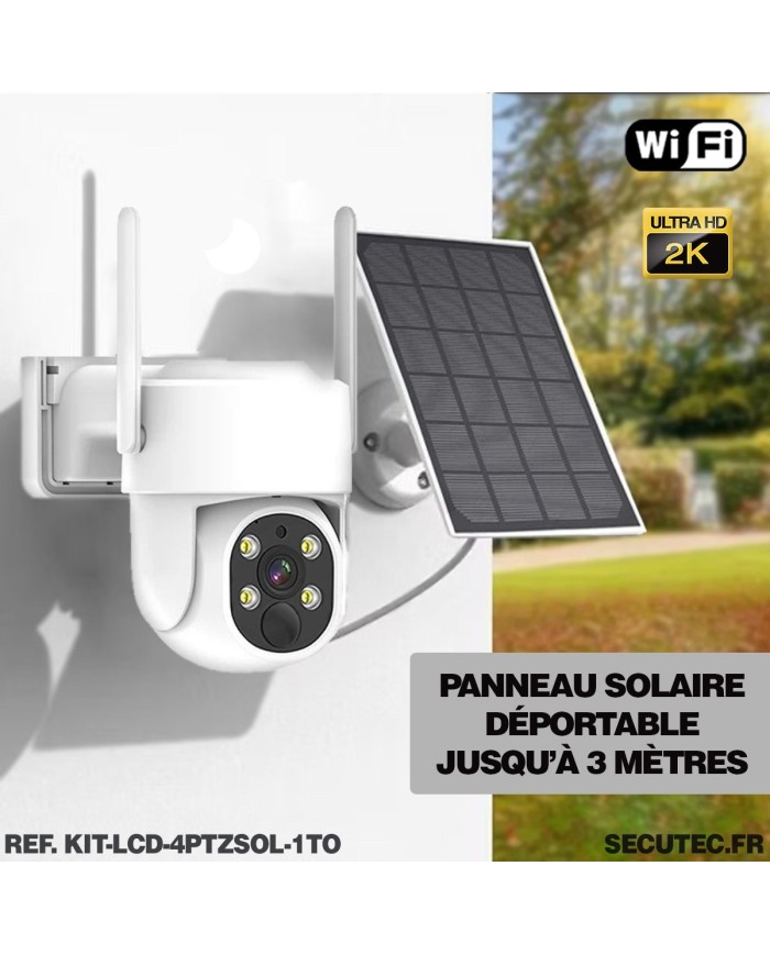 Kit vidéosurveillance WiFi 4 caméra solaire pilotable PIR Ultra HD avec écran LCD 10.1 récepteur enregistreur 1To