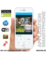 Kit vidéosurveillance avec 4 caméras solaires HD Wifi et un écran LCD 10.1 récepteur enregistreur microSD 128 Go