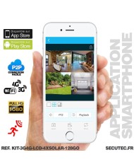 Kit vidéosurveillance 3G 4G avec 4 caméras solaires HD Wifi et un écran LCD 10,1 récepteur enregistreur microSD 128 Go avec rout