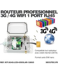 Kit vidéosurveillance 3G 4G avec 4 caméras solaires HD Wifi et un écran LCD 10,1 récepteur enregistreur microSD 128 Go avec rout