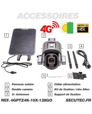 Double caméra pilotable solaire 4G Ultra HD 4K waterproof Zoom X10 autotracking IR détection de mouvement avec alarme et sirène Double caméra pilotable solaire 4G Ultra HD 4K waterproof Zoom X10 autotracking IR détection de mouvement avec alarme et sirène
