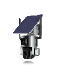Double caméra pilotable solaire Wifi Ultra HD 4K waterproof Zoom X10 autotracking IR détection de mouvement avec alarme et sirèn