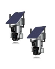 Kit de 2 Doubles caméras pilotables solaires Wifi Ultra HD 4K waterproof Zoom X10 autotracking IR détection de mouvement avec al Kit de 2 Doubles caméras pilotables solaires Wifi Ultra HD 4K waterproof Zoom X10 autotracking IR détection de mouvement avec al