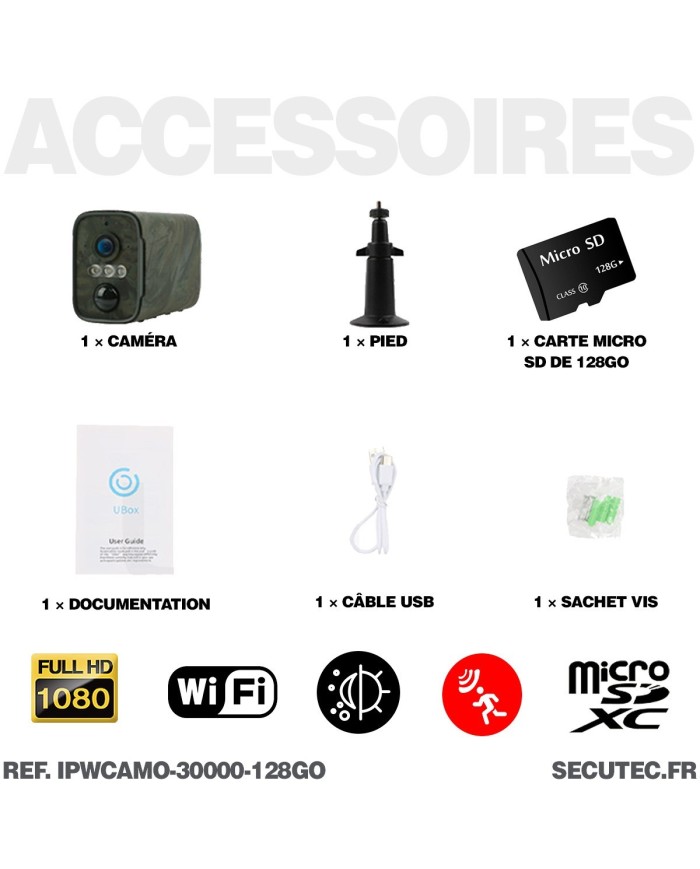Caméra camouflage WiFi 1080P vision nocturne invisible 128Go ultra longue autonomie détection de mouvement Caméra camouflage WiFi 1080P vision nocturne invisible 128Go ultra longue autonomie détection de mouvement