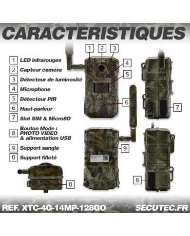 Camera de chasse 4g video UHD 2k et photo 14Mpx vision nocturne longue autonomie audio vidéo en direct détection de mouvement