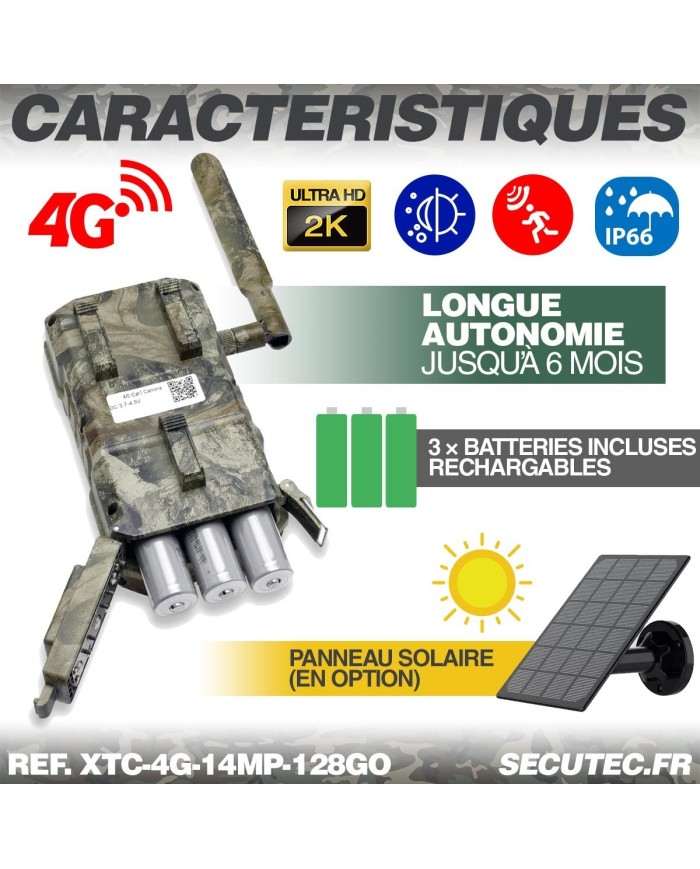 Camera de chasse 4g video UHD 2k et photo 14Mpx vision nocturne longue autonomie audio vidéo en direct détection de mouvement Camera de chasse 4g video UHD 2k et photo 14Mpx vision nocturne longue autonomie audio vidéo en direct détection de mouvement