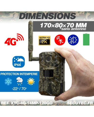 Camera de chasse 4g video UHD 2k et photo 14Mpx vision nocturne longue autonomie audio vidéo en direct détection de mouvement