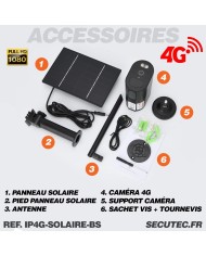 Caméra 4G autonome solaire enregistrement HD 1080P détection PIR sur carte micro SD 128Go