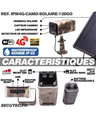 Caméra camouflage autonome solaire connexion 4G ou WiFi enregistrement HD 1080P détection PIR serveur cloud ou MicroSDHC 128 Go