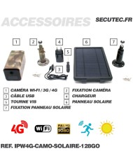 Caméra camouflage autonome solaire connexion 4G ou WiFi enregistrement HD 1080P détection PIR serveur cloud ou MicroSDHC 128 Go
