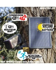 Caméra camouflage autonome solaire connexion 4G ou WiFi enregistrement HD 1080P détection PIR serveur cloud ou MicroSDHC 128 Go